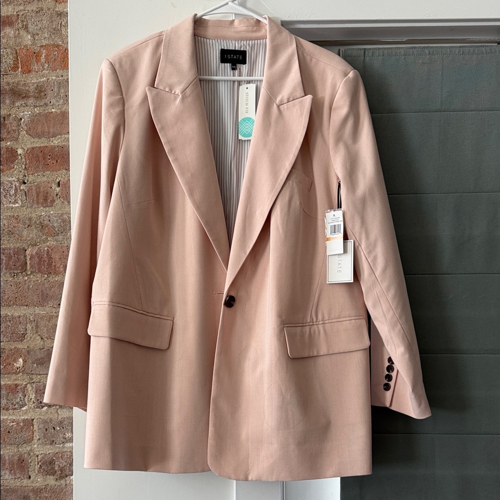 STATE Dusty Blush Single-Button Tailored Blazer